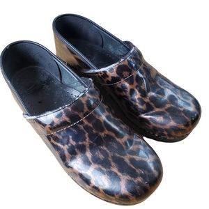 dansko animal print clogs